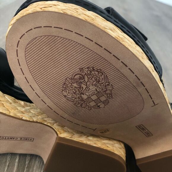 Vince Camuto Meterry Womens Adjustable Wedge Sandals Black Leather Upper Size 7M - Picture 13 of 13